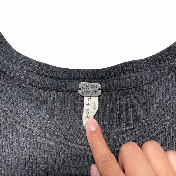 Free People We the Free Grey & White Oversized Tee - Picture 3 of 10